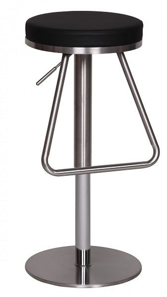 Sgabello da bar Wohnling acciaio inossidabile nero sedile regolabile in altezza 54 - 79 cm, WL1.291