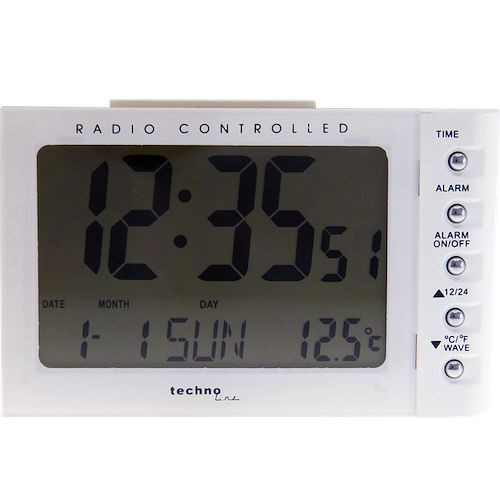 Sveglia radiocomandata Technoline bianco, orologio radiocomandato con possibilità di impostazione manuale, dimensioni: 115 x 73 x 75 mm, WT 188 bianco