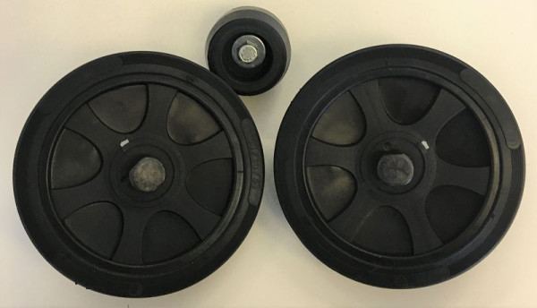 Set di ruote ELMAG in PVC per TURBO 260 (Abac) Ø 150 mm + tampone 45 mm, inclusi assi e viti, 9100365