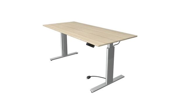 Kerkmann Move 3 tavolo sit/stand argento, L 1800 x P 800 mm, regolabile elettricamente in altezza da 720-1200 mm, acero, 10233250