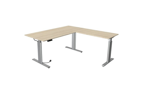 Kerkmann tavolo sit/stand Move 3 argento L 2000 x P 1000 mm con elemento aggiuntivo 1000 x 600 mm, acero, 10234250