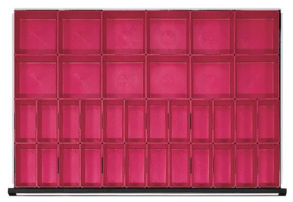 ANKE scatole per minuteria; per cassetto 900 x 600 mm (LxP); 12 pezzi da 150 x 150 mm + 24 pezzi da 75 x 150 mm