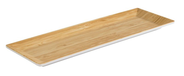 Vassoio APS -BAMBOO-, 31 x 10,5 cm, altezza: 2 cm, melamina, interno: aspetto bambù, esterno: bianco, 84805
