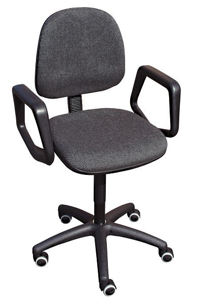 Sedia da lavoro Lotz, rivestimento sedile/schienale antracite (schienale grande), base in plastica nera, ruote doppie, altezza seduta 480-670 mm, 6162.15