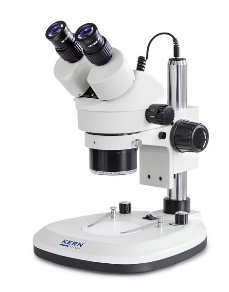 KERN Optics stereomicroscopio con zoom con illuminazione ad anello, Greenough 0,7 x - 4,5 x, binoculare, oculare HWF 10x / Ø 20 mm, OZL 465