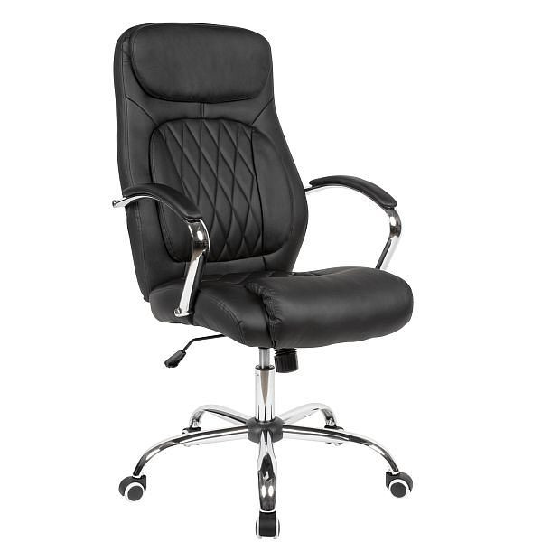 Rivestimento per sedia da scrivania Amstyle in ecopelle nera sedia girevole da ufficio fino a 120 kg, regolabile in altezza, sedia da ufficio con braccioli e schienale basso, SPM1.412