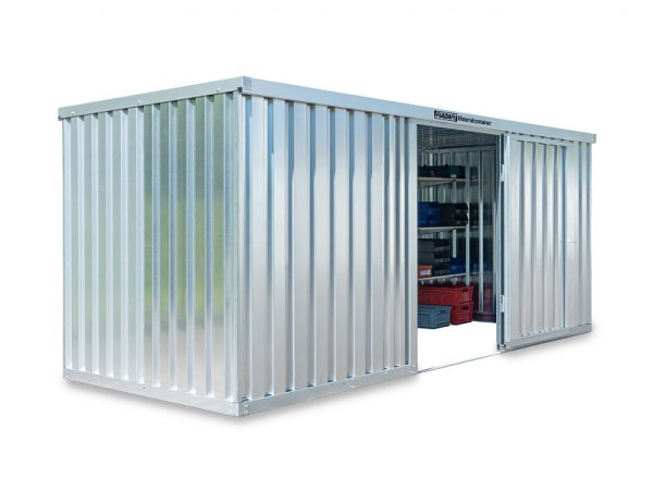 Container materiale FLADAFI MC 1500, zincato, smontato, senza pavimento, 5.080 x 2.170 x 2.115 mm, porta ad un battente lato 5 m, F15210101