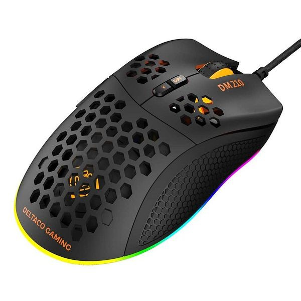 Mouse da gioco ultraleggero Deltaco GAMING DM210 RGB (1000 Hz, cavo USB da 1,8 m, LED), GAM-108