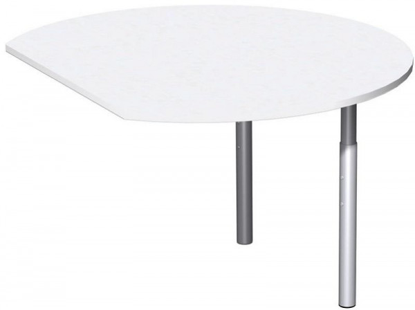 Tavolo aggiuntivo geramöbel rotondo con piedini di supporto, incl. materiale di collegamento, regolabile in altezza, 1200x1047x680-820, bianco/argento, N-647207-WS