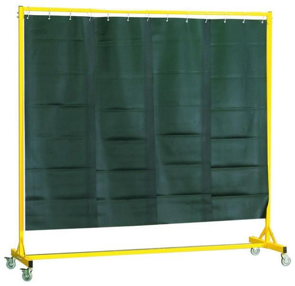KLW parete divisoria per saldatura, mobile, 2000 x 2000 x 600 mm, con tenda a strisce in PVC divisa, 03 / STW-2020-1