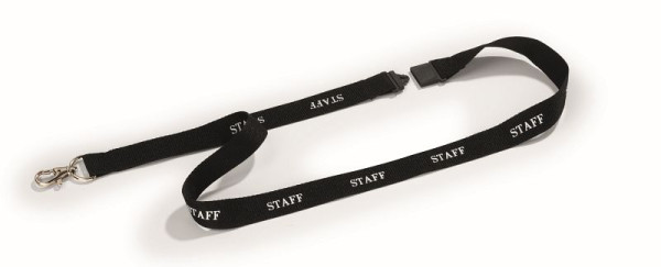 Cinturino in tessuto DURABLE con moschettone, cinturino nero con stampa bianca "STAFF", confezione da 10, 823901