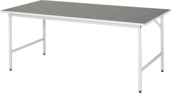 Tavolo da lavoro serie RAU Jerry (3030) - regolabile in altezza, piano di lavoro con rivestimento in linoleum/universale, 2000x800-850x1000 mm, 06-500L10-20.12