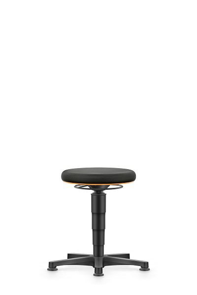 sgabello bimos Allround con piedini, tessuto nero, altezza seduta 450-650 mm, anello color arancione, 9460-6801-3279
