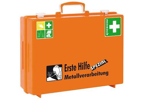 DENIOS kit di pronto soccorso professionale speciale "lavorazione dei metalli", contenuto di base secondo DIN, 116-594