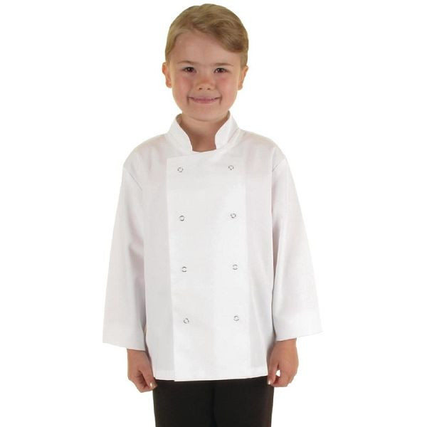 Whites 's giacca cuoco per bambini a maniche lunghe, bianco S, B124