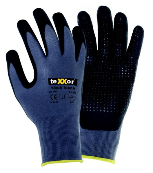 Guanti in maglia di nylon teXXor "black touch", misura: 10, confezione: 144 paia, 2452-10