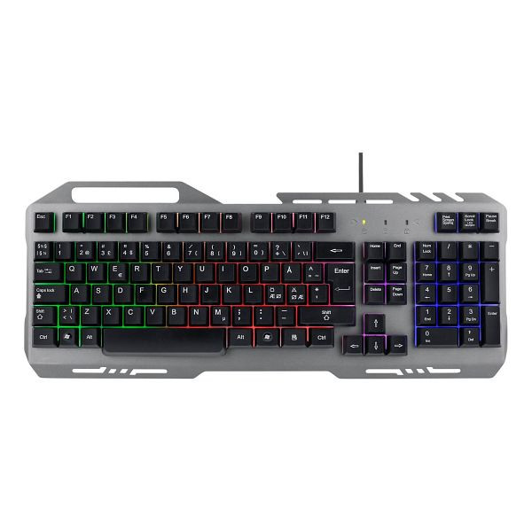 Deltaco Gaming Kit Tastiera RGB 3 in 1 Mouse nordico Tappetino per mouse Argento/Nero, GAM-047