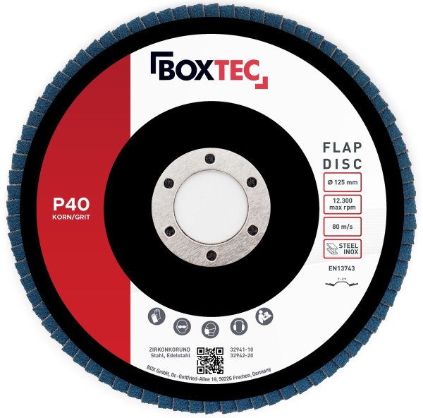 Dischi lamellari professionali BOXTEC BLU 125mm Dischi lamellari INOX dischi abrasivi confezione da 10 P40, 32941