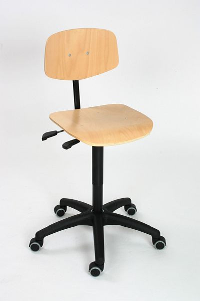 Sedia da lavoro Lotz "serie Comfort" seduta e schienale faggio naturale, altezza seduta 445-635mm, 8530.12