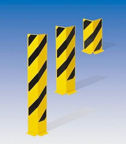 Staffa di protezione anticollisione DENIOS in acciaio, profilo a L, altezza 1200 mm, spessore 6 mm, giallo/nero, 180-223