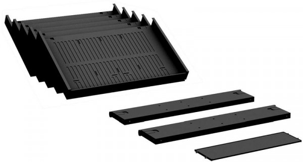 Set di accessori per contenitori geramöbel per cassetti in plastica: 2 scomparti orizzontali, 1 scomparto longitudinale, 5 ripiani inclinati, nero, S-530900-K