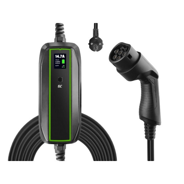 Green Cell GC EV16 PowerCable 3.6kW Schuko - Caricabatterie mobile di tipo 2 (per ricaricare auto elettriche e ibride plug-in, per EV Tesla e altro), EV16