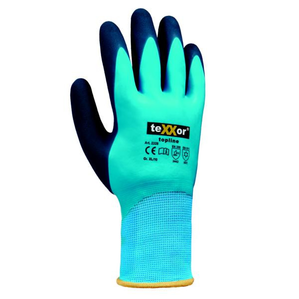 teXXor nylon guanti invernali in lattice, misura: 10, colore: blu/blu scuro, confezione: 120 paia, 2228-10