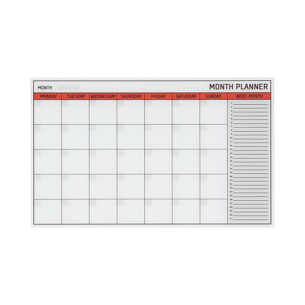 Agenda mensile Bi-Office in vetro magnetico 78x48cm Inglese, GL163601