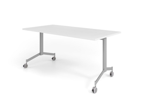 Tavolo pieghevole mobile Hammerbacher 160x80 cm, bianco, piano tavolo inclinabile di 90°, VKF16/W/S