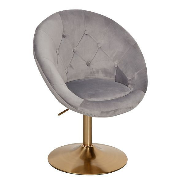 Wohnling lounge chair sedia girevole di design grigio velluto / oro con schienale, WL6.299