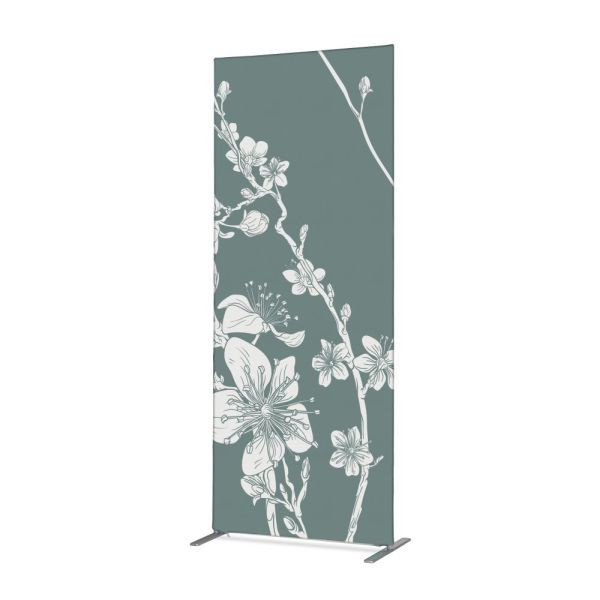 Showdown Visualizza decorazione divisoria tessile 85-200 Fiore di ciliegio giapponese astratto verde, ZBSLIM085-200-DSI10