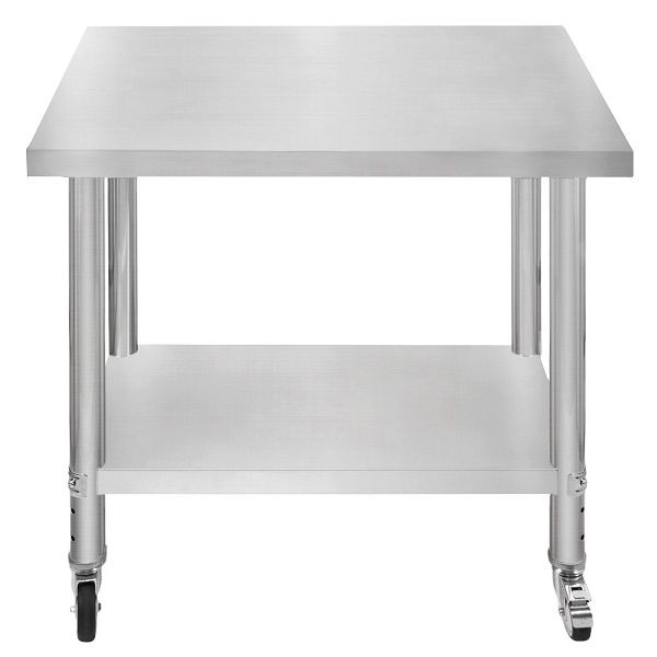 KuKoo Gastro tavolo da lavoro in acciaio inossidabile tavolo da preparazione tavolo da cucina mobile 76 cm x 90 cm, 211615