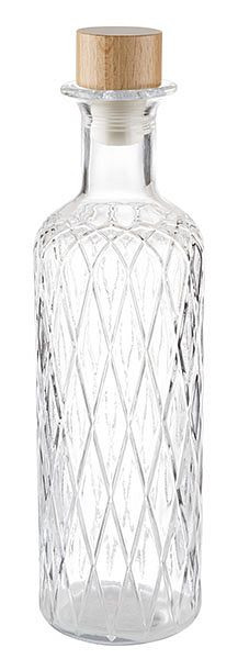 Caraffa in vetro APS -DIAMOND-, Ø 8 cm, altezza: 28 cm, 0,8 litri, vetro, legno di faggio, silicone, 10742