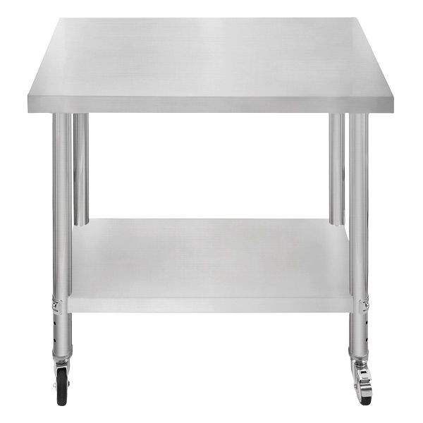 KuKoo Gastro tavolo da lavoro in acciaio inossidabile tavolo da preparazione tavolo da cucina mobile 60 cm x 90 cm, 211613