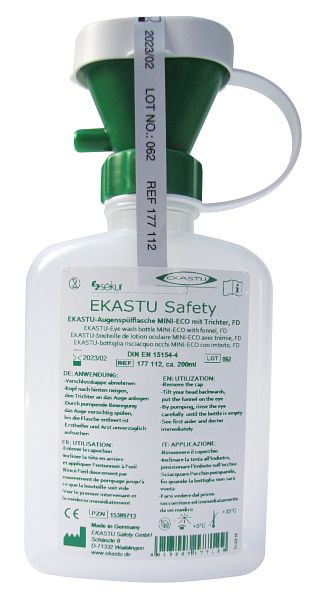 EKASTU Safety Bottiglia per lavaggio oculare di EKASTU Safety MINI-ECO con imbuto, FD, 177112