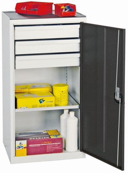 armadio per utensili e materiali blunt serie 2000, 7035/7016, 3 cassetti, 1 ripiano, 2001371