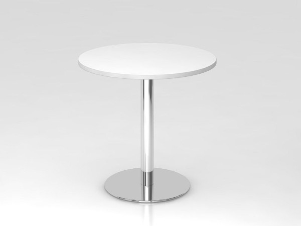 Tavolo da riunione Hammerbacher 80 cm rotondo bianco/cromato, struttura cromata, VSTF08/W/C
