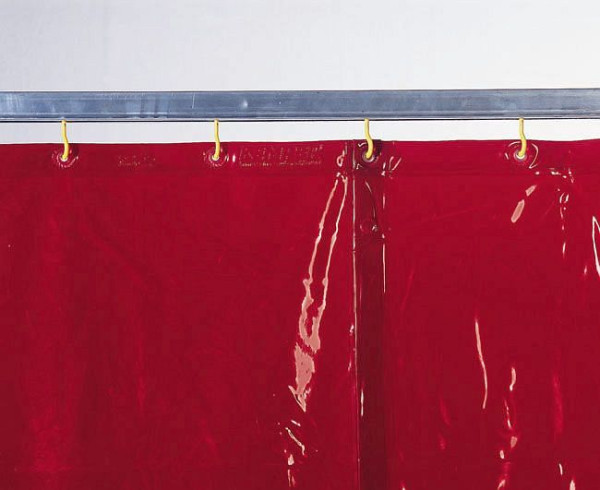 Tenda di protezione per saldatura ELMAG rossa, larghezza: 1300 x altezza: 1800x0,4 mm conforme alla norma prEN 1598/1994, 56250