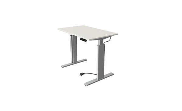 Kerkmann Move 3 tavolo sit/stand argento, L 1000 x P 600 mm, regolabile elettricamente in altezza da 720-1200 mm, bianco, 10231010