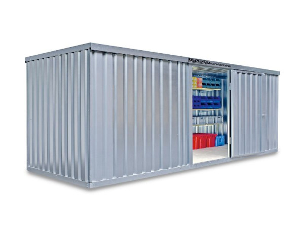 Container materiale FLADAFI MC 1600, zincato, smontato, con pavimento in legno, 6.080 x 2.170 x 2.150 mm, porta ad un battente lato 6 m, F16200101