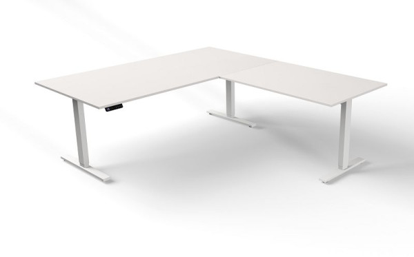 Kerkmann tavolo sit/stand L 2000 x P 1000 mm con elemento aggiuntivo, regolabile elettricamente in altezza da 720-1200 mm, Move 3, colore: bianco, 10382510