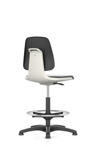bimos Labsit sedia da lavoro con scivoli, seduta H.520-770 mm, similpelle, scocca bianca, 9121-MG01-3403