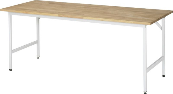 Tavolo da lavoro serie RAU Jerry (3030) - piano in faggio massiccio regolabile in altezza, 2000x800-850x800 mm, 06-500B80-20.12