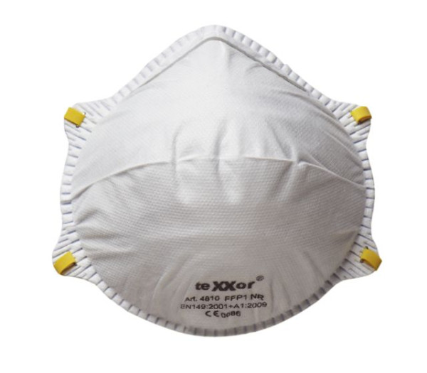 teXXor maschera per polveri sottili FFP1 "NR" con clip per naso, confezione da 240 pezzi, 4810