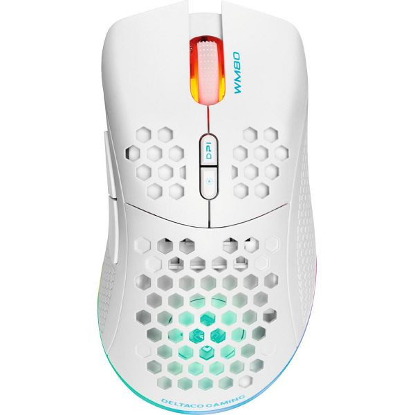 Mouse da gioco ultraleggero Deltaco DM220 Illuminazione RGB Wireless, bianco, GAM-120-W