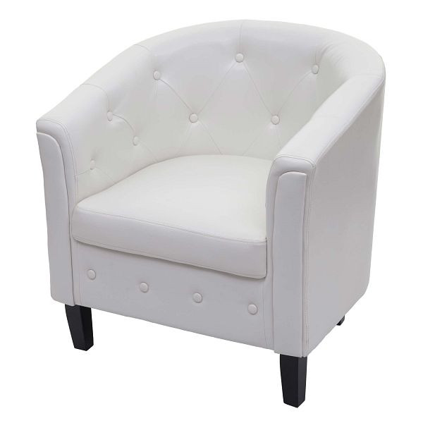 Poltrona Mendler Newport T810, poltrona lounge club chair Chesterfield, similpelle, bianco, 75127