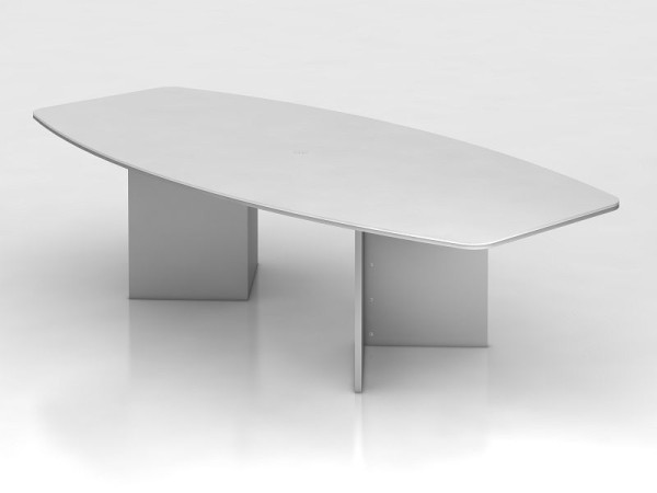 Tavolo da conferenza Hammerbacher 280 cm/struttura in legno bianco, a forma di botte, VKT28H/W/S